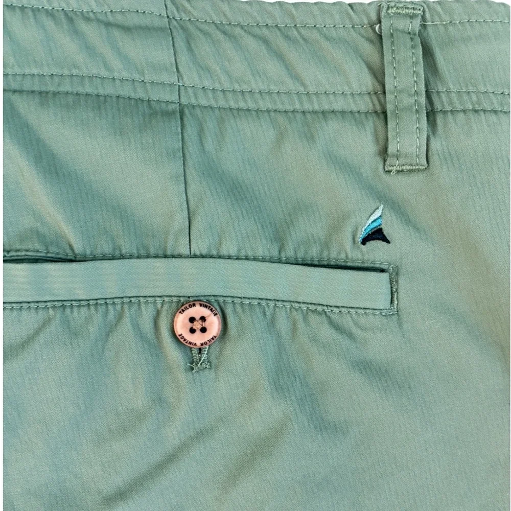 Tailor Vintage Greenwich Slim Fit Shorts Mens 36 Sage Green Comfort Stretch 8in